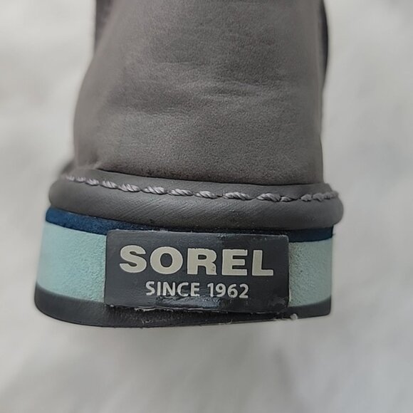 SOREL Blue White Knit Gray Suede Girl's Pull On Mid Calf Winter Boho Boots 2 - Picture 13 of 13
